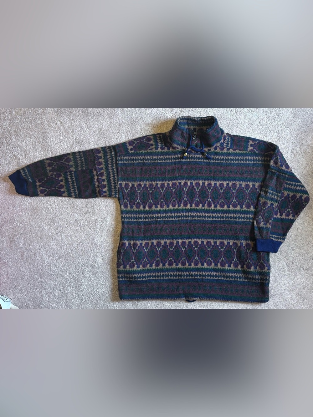 Energie Currents Retro Geometric Quarter Zip Sweater Size S